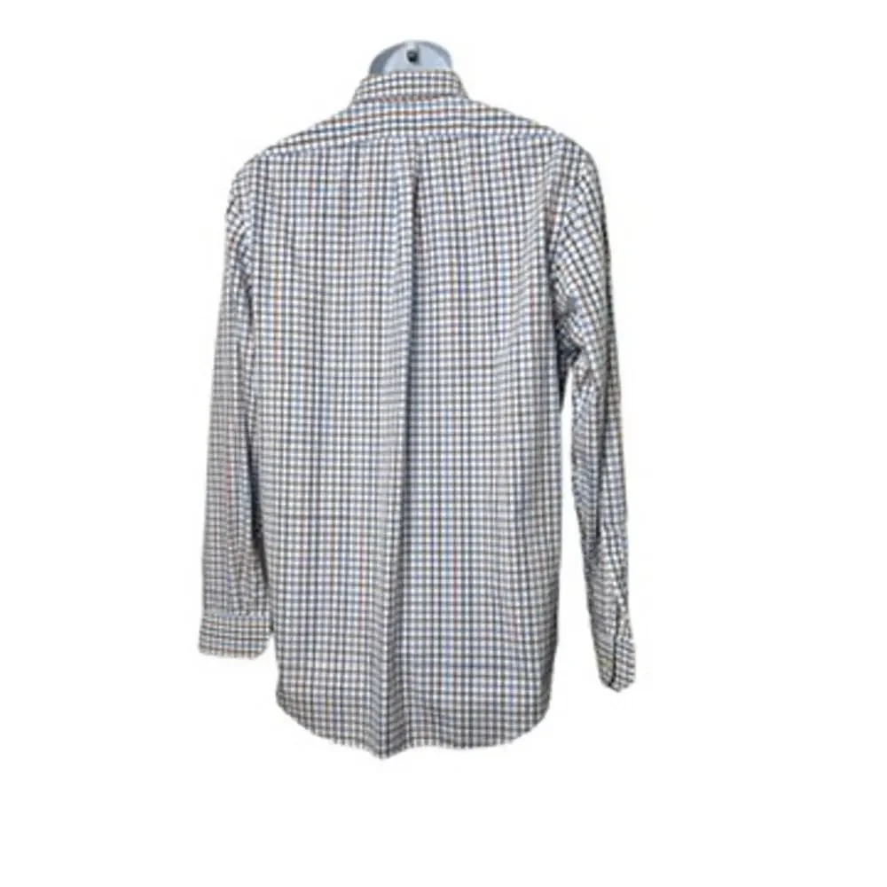 Banana Republic Non-Iron Classic Fit White Blue Red Check Button Up Shirt Medium